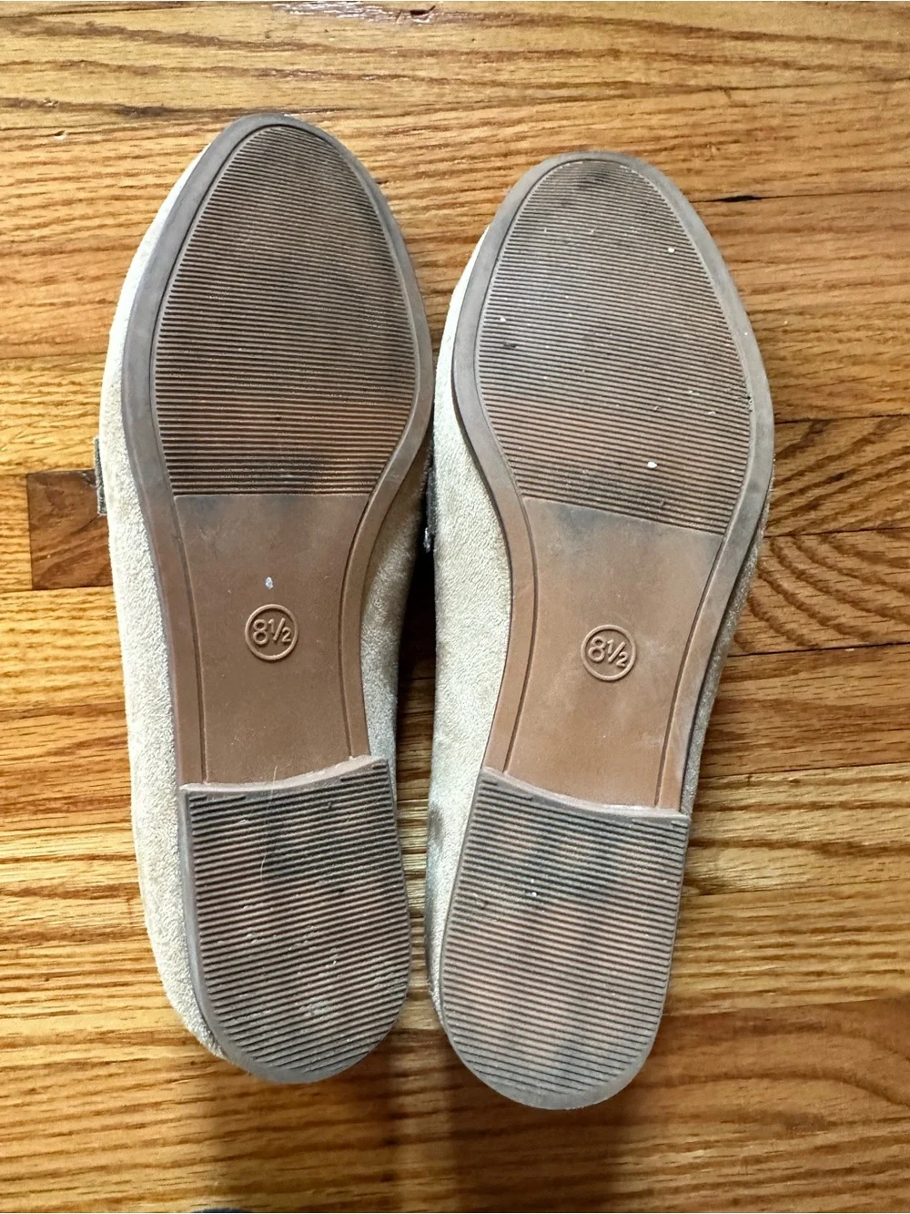 Beige Faux Suede Gold-Bit Loafers - Picture 4 of 4